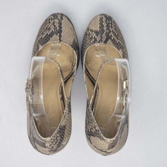 Cole Haan Snake Print Mary Jane Ankle Strap Block Heel Almond Toe Platform Pumps - Picture 6 of 8